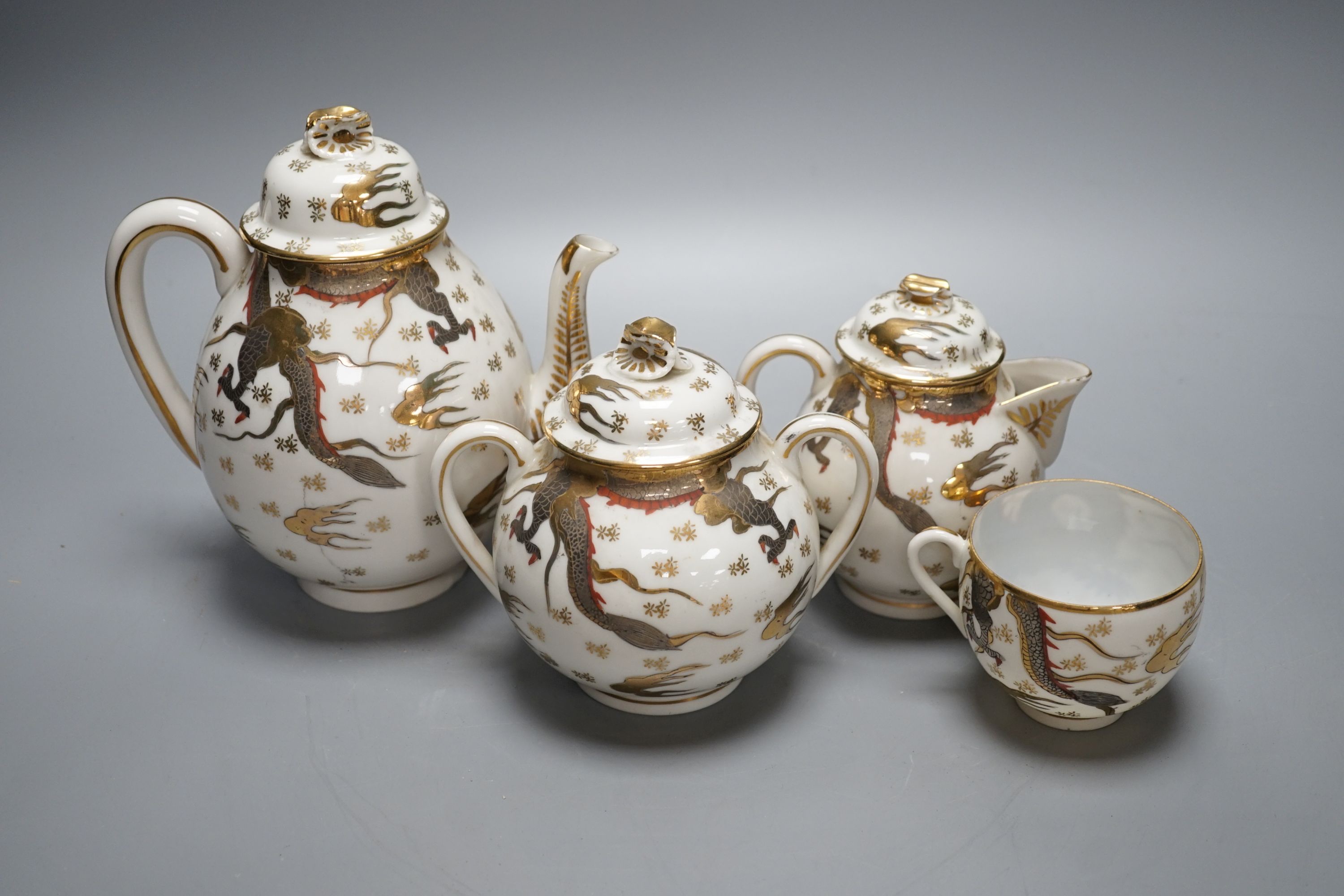 A Japanese eggshell porcelain six-piece tea service